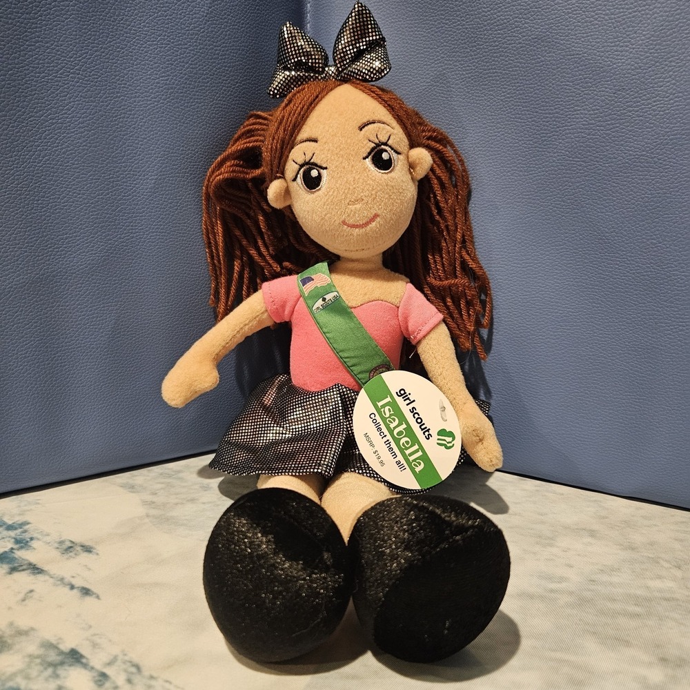 Girl Scouts Isabella 14" Plush Doll Yarn Hair Green Sash Stuffed Toy